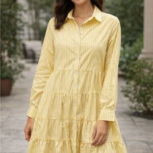 Yellow Striped Button-Up Dress
